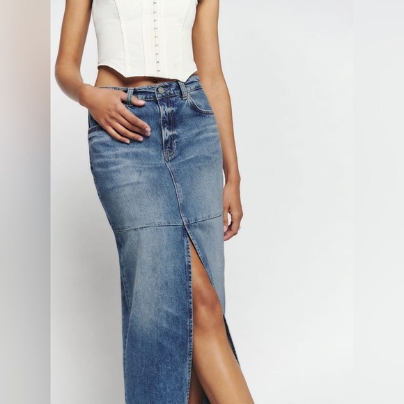 NWT Reformation Tazz Maxi Denim Skirt 31 - Picture 3 of 15